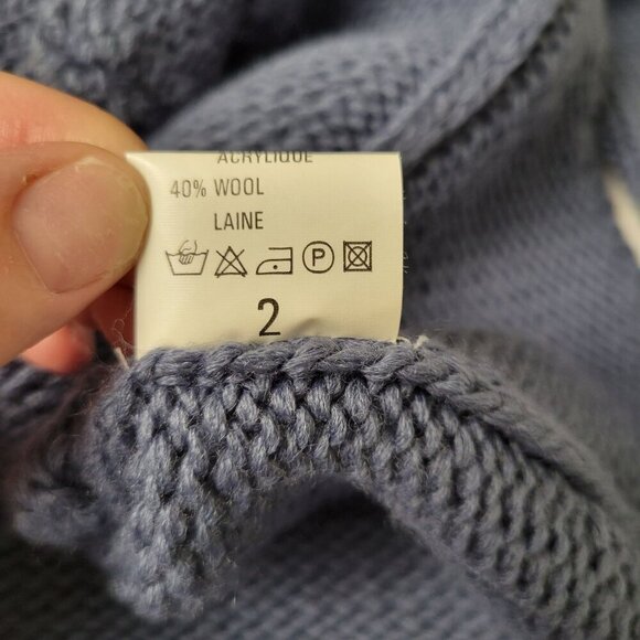 Philippe Adec Paris Wool Blend Cardigan Womens Knit Fringe French Girl Designer - Picture 14 of 16